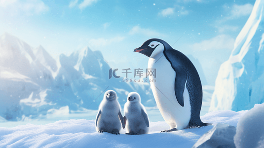 冬季南极企鹅动物背景17