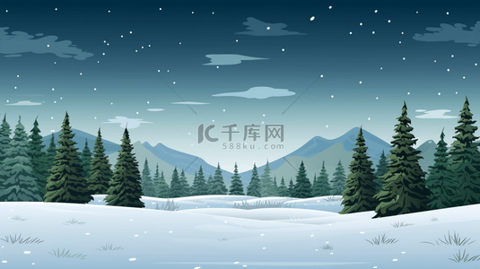 融雪背景图片_初春积雪的大山松树林夜晚背景3