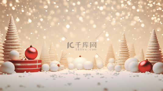 星光圣诞树背景图片_星光闪亮的C4D圣诞节装饰背景3