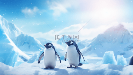 冬季南极企鹅动物背景12