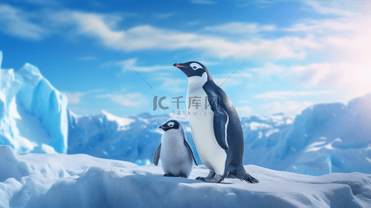冬季南极企鹅动物背景13