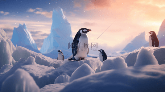 冬季南极企鹅动物背景8