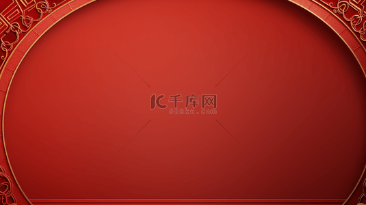 红复古背景图片_中国红复古窗花边框装饰春节背景15