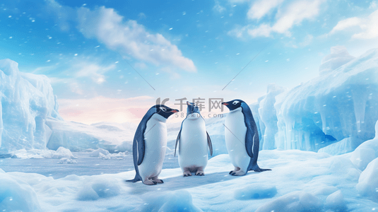 冬季南极企鹅动物背景23