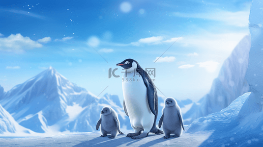 冬季南极企鹅动物背景14
