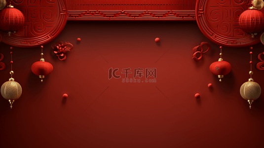 中国窗花背景图片_中国红复古窗花边框装饰春节背景13
