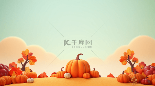 感恩节火鸡背景图片_南瓜蔬果美食装饰的感恩节背景14
