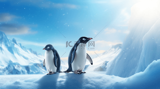 冬季动物背景图片_冬季南极企鹅动物背景32