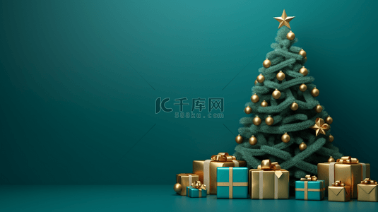 3D立体绿色圣诞树背景21