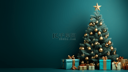 绿色圣诞树背景图片_3D立体绿色圣诞树背景14