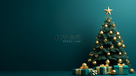 3D立体绿色圣诞树背景5