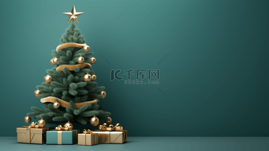 绿色圣诞树背景图片_3D立体绿色圣诞树背景6
