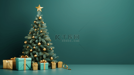 绿色圣诞树背景图片_3D立体绿色圣诞树背景22