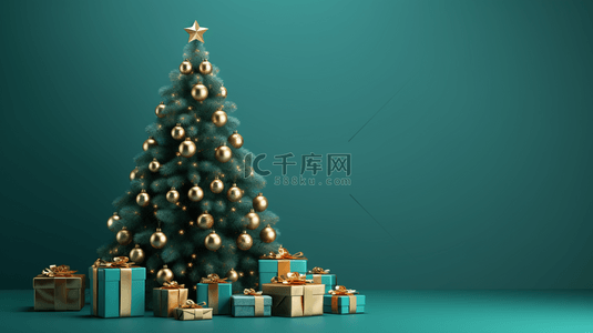 绿色圣诞树背景图片_3D立体绿色圣诞树背景26
