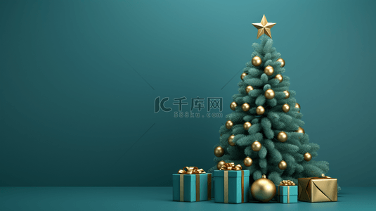 3D立体绿色圣诞树背景2