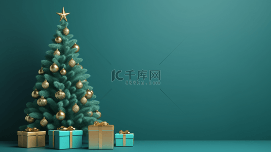 3D立体绿色圣诞树背景25