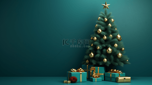 3D立体绿色圣诞树背景7