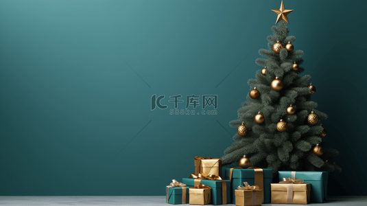 3D立体绿色圣诞树背景20