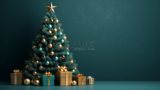 3D立体绿色圣诞树背景16