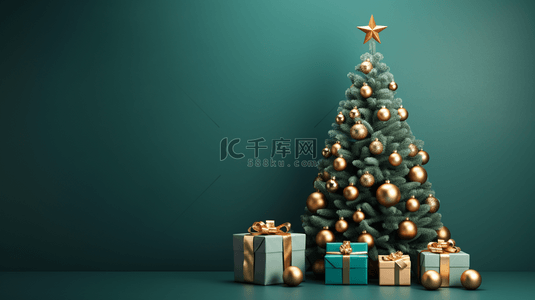 3D立体绿色圣诞树背景23