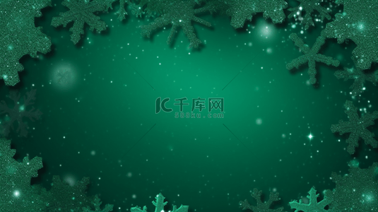 圣诞节边框纹理背景图片_绿色简约雪花边框背景5