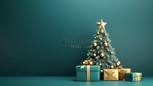 绿色圣诞树背景图片_3D立体绿色圣诞树背景13
