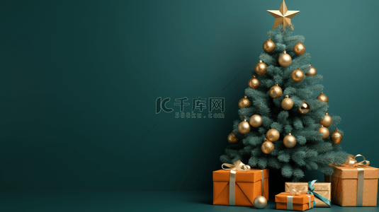 绿色圣诞树背景图片_3D立体绿色圣诞树背景10