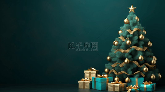 3D立体绿色圣诞树背景24