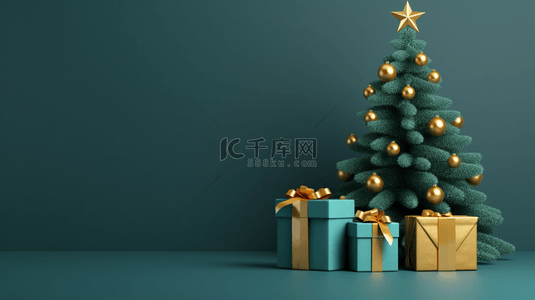 3D立体绿色圣诞树背景19