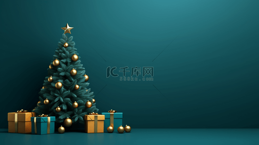 3D立体绿色圣诞树背景17