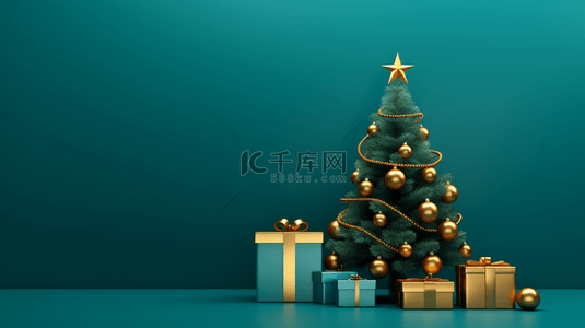 绿色圣诞树背景图片_3D立体绿色圣诞树背景11