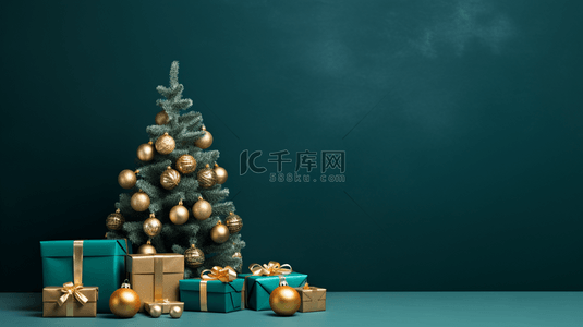 绿色圣诞树背景图片_3D立体绿色圣诞树背景12