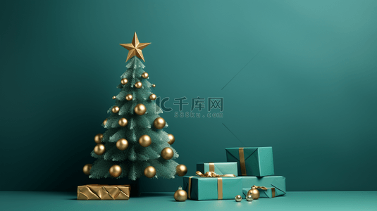 绿色圣诞树背景图片_3D立体绿色圣诞树背景18