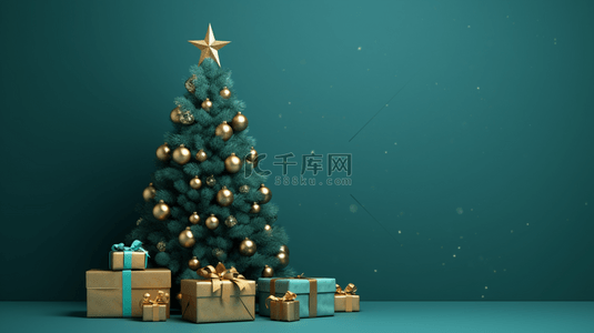 3D立体绿色圣诞树背景9