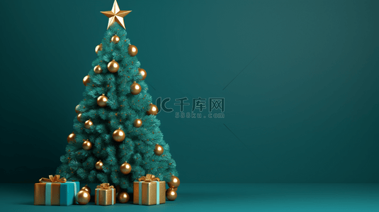 3D立体绿色圣诞树背景32