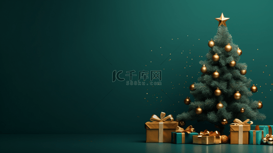 绿色圣诞树背景图片_3D立体绿色圣诞树背景3