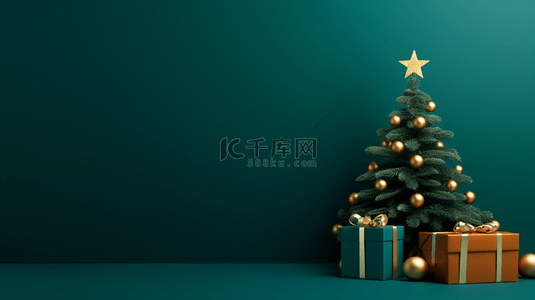 绿色圣诞树背景图片_3D立体绿色圣诞树背景15