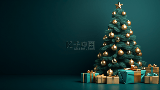 3D立体绿色圣诞树背景30