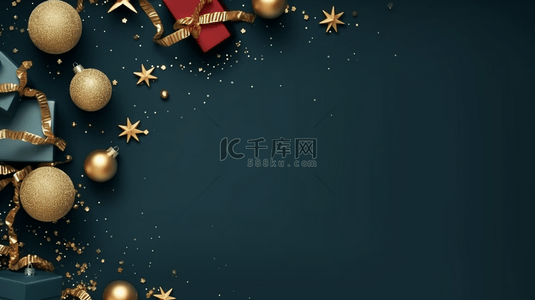 礼物彩带背景图片_圣诞节装饰边框背景2