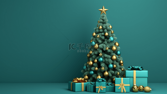 3D立体绿色圣诞树背景1