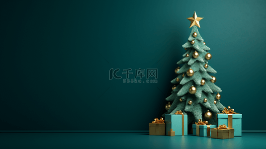 绿色圣诞树背景图片_3D立体绿色圣诞树背景27