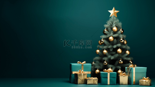 3D立体绿色圣诞树背景33