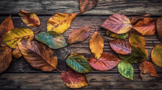 木制质感摄影照片_秋天自然背景的干叶落下有质感的丰富多彩