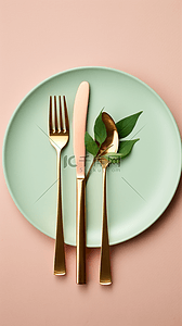 绿色餐饮背景图片_双十一粉绿色餐具电商促销背景