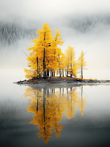 美丽的冬季树木湖泊背景12