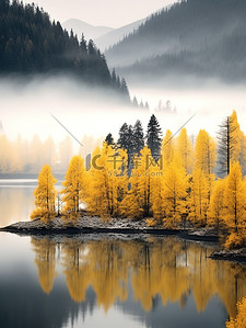 秋背景图片_美丽的冬季树木湖泊背景20