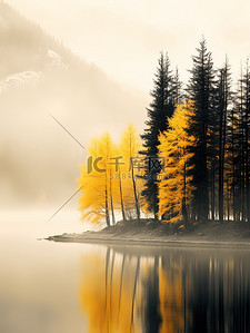 秋背景图片_美丽的冬季树木湖泊背景6