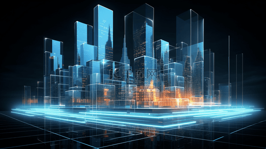 城市建筑科技全息影像