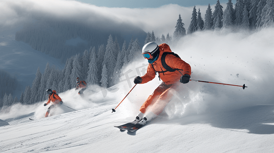 冬季滑雪运动人像摄影