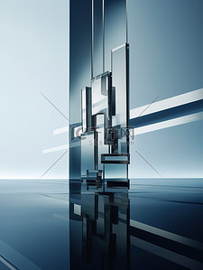 科技蓝色数字背景图片_大型玻璃面板未来光学背景2